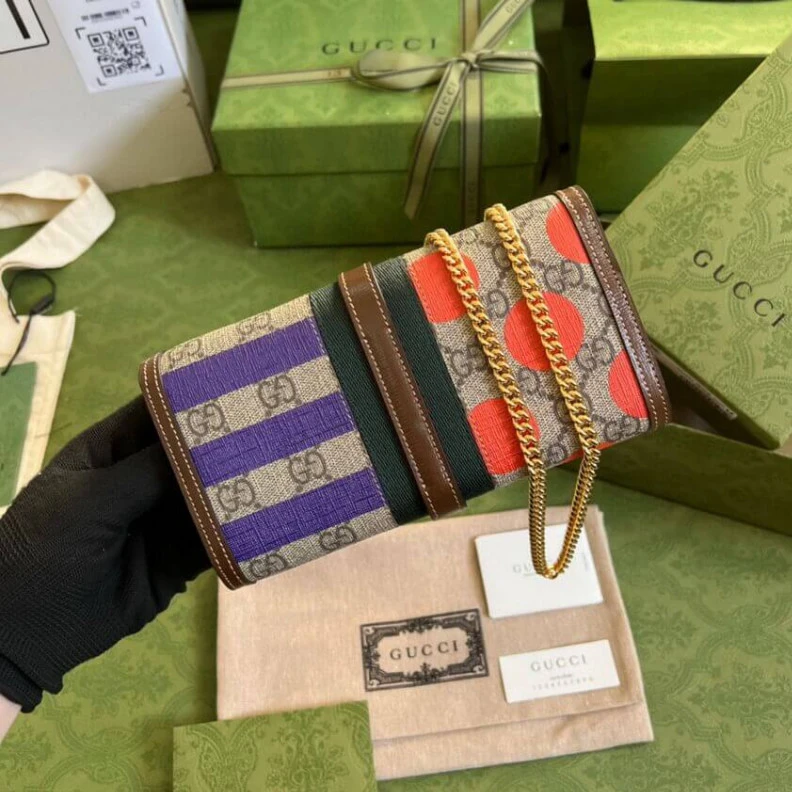 Kitlife ru Chain str Gucci Jackie 1961 Chain Wallet With Geometric Print