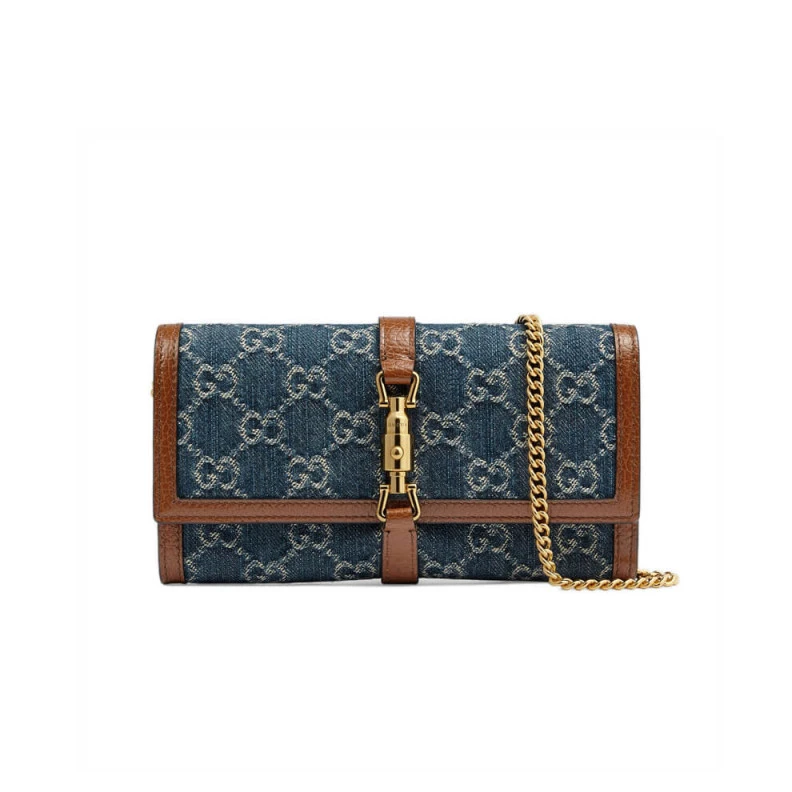 Piston de Gucci Jackie 1961 Chain Wallet in Blue Denim
