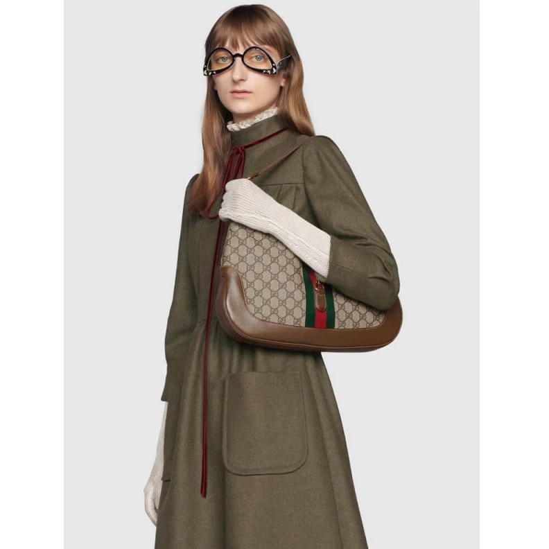 Replica bag This styl Gucci Jackie 1961 Medium Shoulder Bag in GG Canvas
