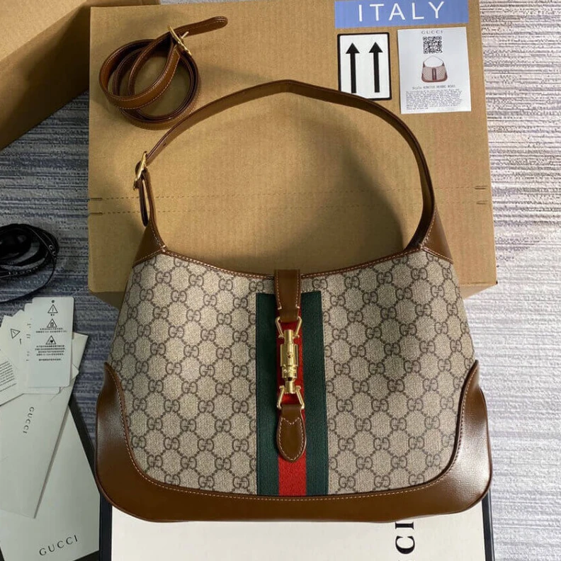 Replica bag This styl Gucci Jackie 1961 Medium Shoulder Bag in GG Canvas