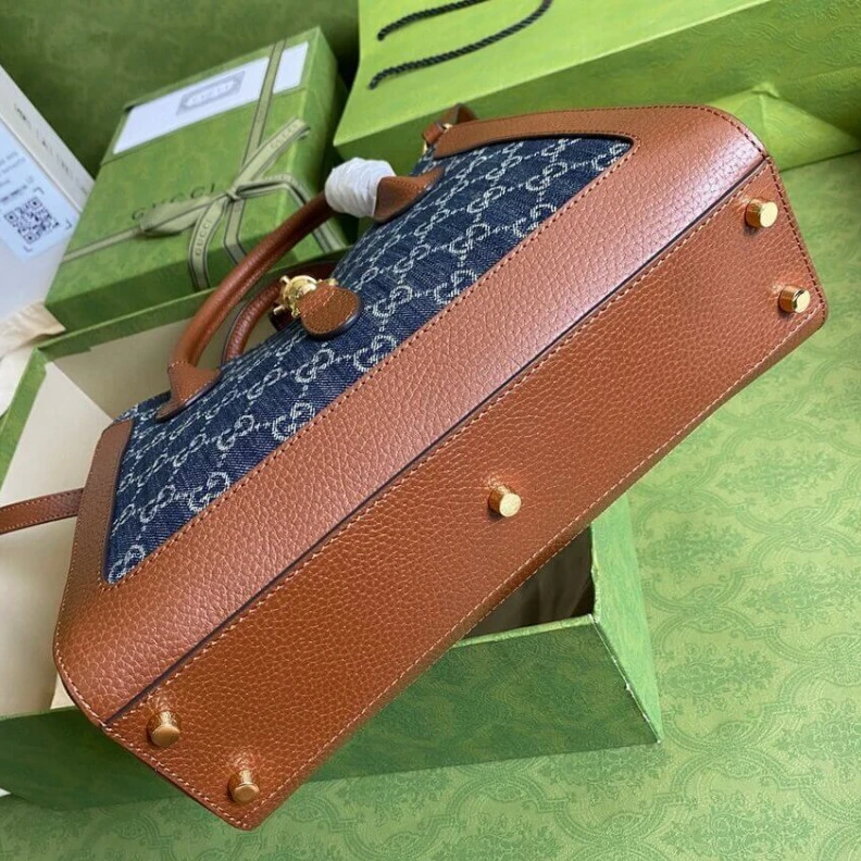 Replica bag Detachabl Gucci Jackie 1961 Medium Tote Bag in Blue Denim