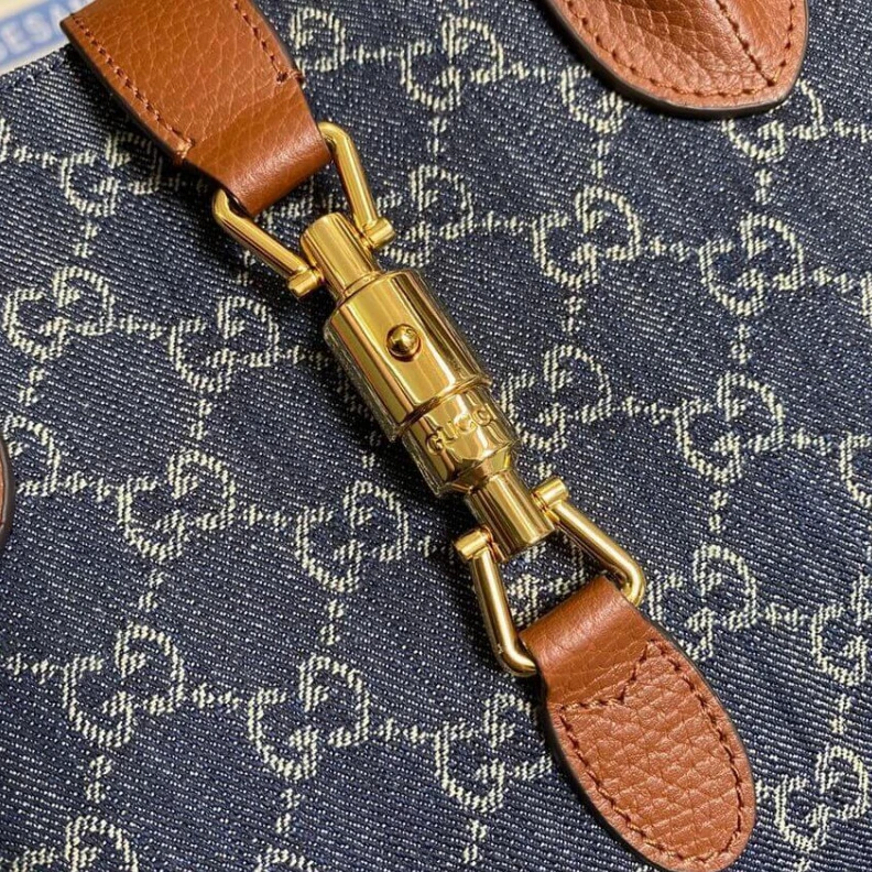 Replica bag Detachabl Gucci Jackie 1961 Medium Tote Bag in Blue Denim