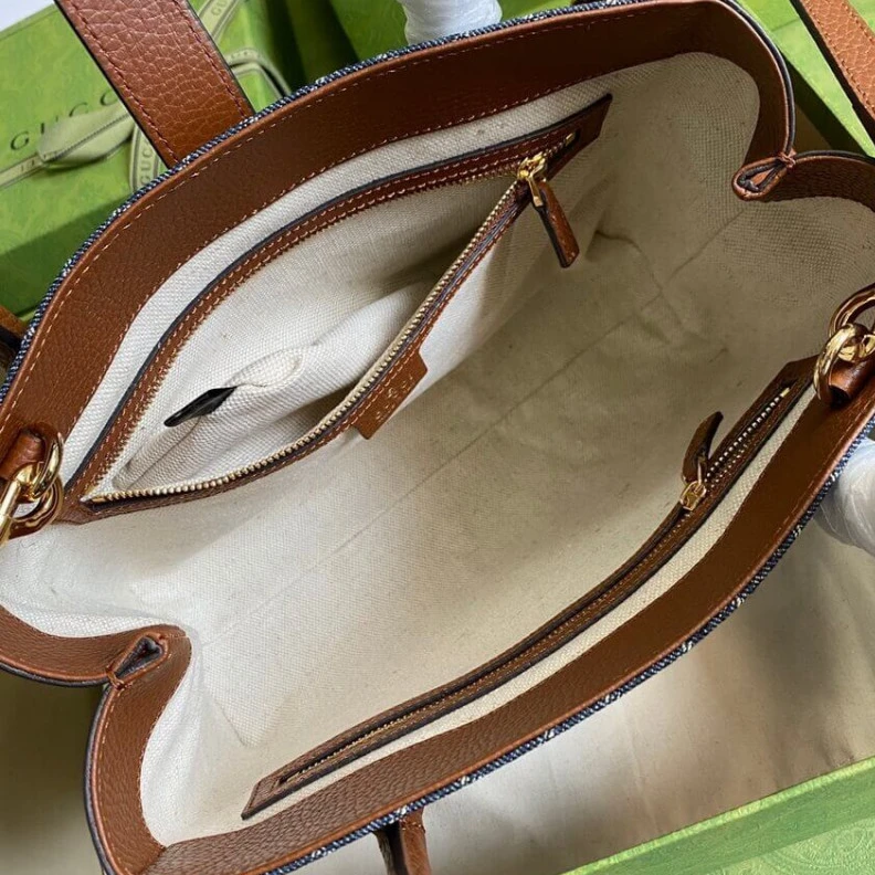 Replica bag Detachabl Gucci Jackie 1961 Medium Tote Bag in Blue Denim