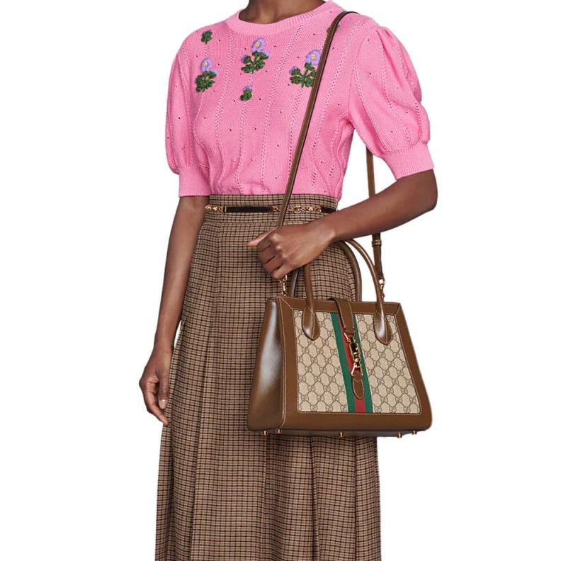 Kitlife Handle wi Gucci Jackie 1961 Medium Tote Bag in GG Supreme