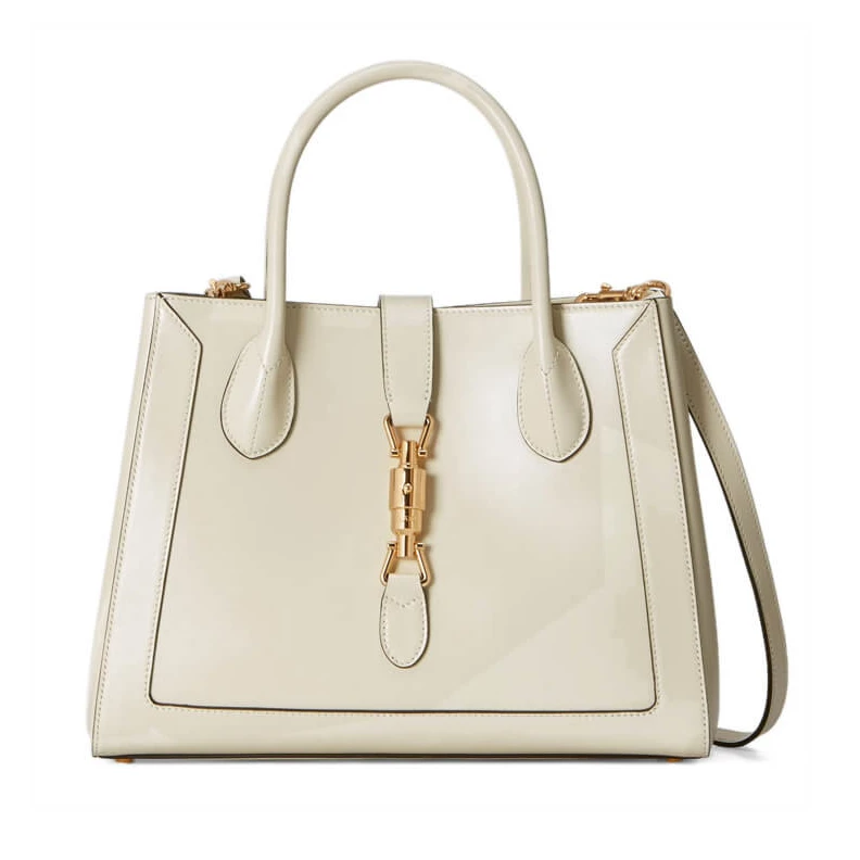 Gucci Jackie 1961 Medium Tote Bag in White Leather