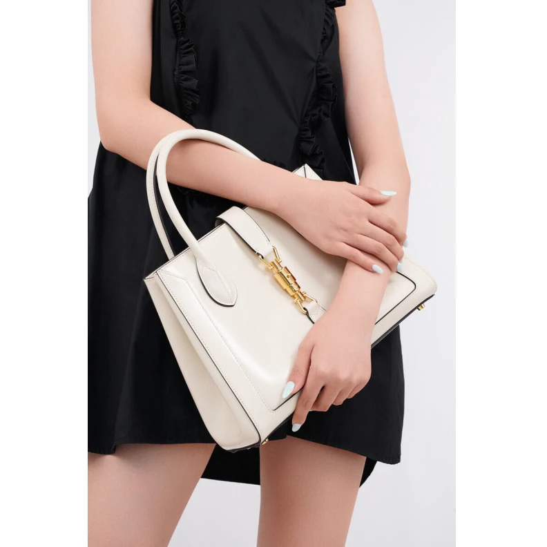 Kitlife Gucci Jackie 1961 Medium Tote Bag in White Leather