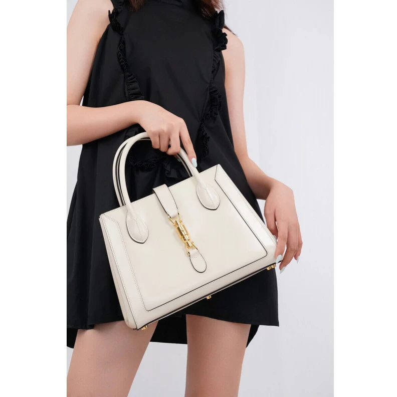 Kitlife Gucci Jackie 1961 Medium Tote Bag in White Leather