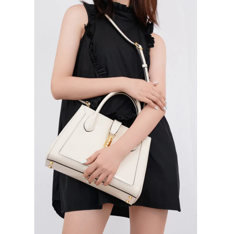 Kitlife Gucci Jackie 1961 Medium Tote Bag in White Leather