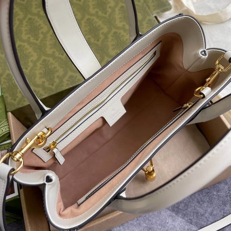 Kitlife Gucci Jackie 1961 Medium Tote Bag in White Leather