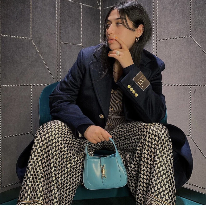 Top lv Light blu Gucci Jackie 1961 Mini Hobo Bag In Blue Leather