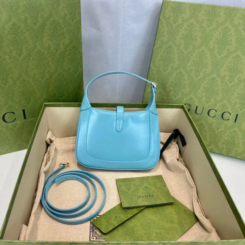 Top lv Light blu Gucci Jackie 1961 Mini Hobo Bag In Blue Leather