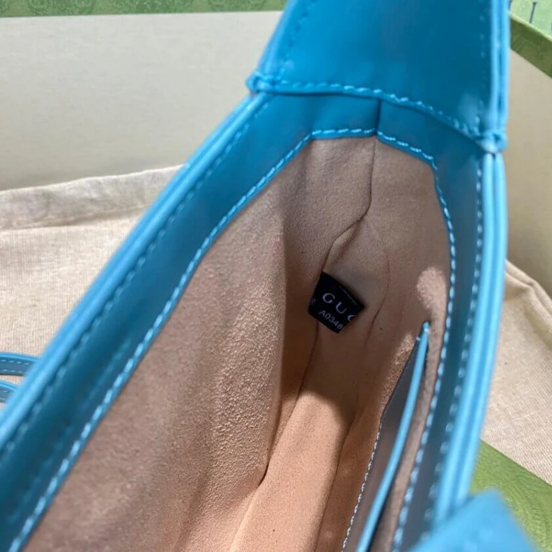 Top lv Light blu Gucci Jackie 1961 Mini Hobo Bag In Blue Leather