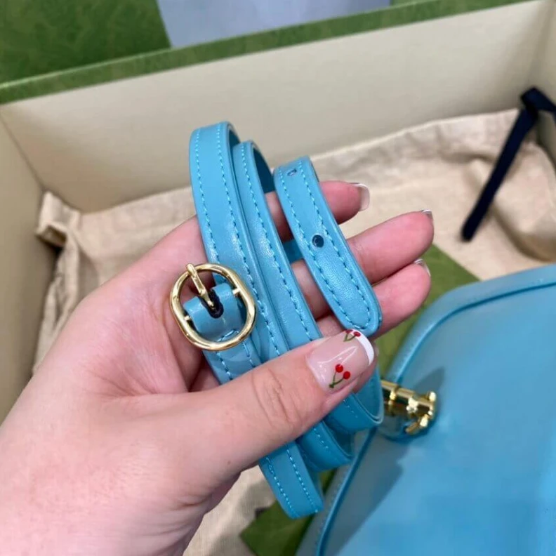 Top lv Light blu Gucci Jackie 1961 Mini Hobo Bag In Blue Leather