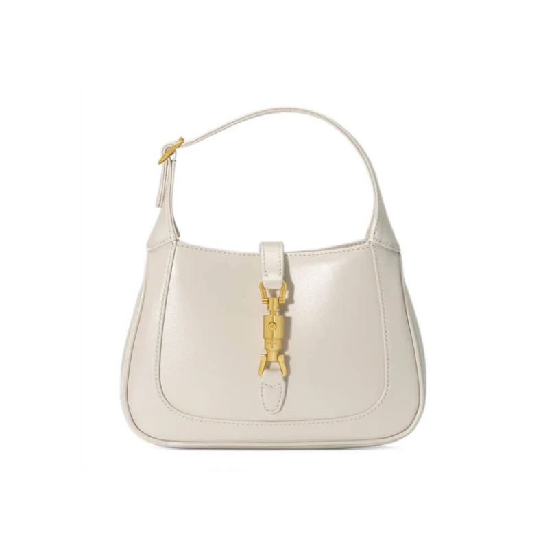 Goldtoned Gucci Jackie 1961 Mini Hobo Bag In White Leather