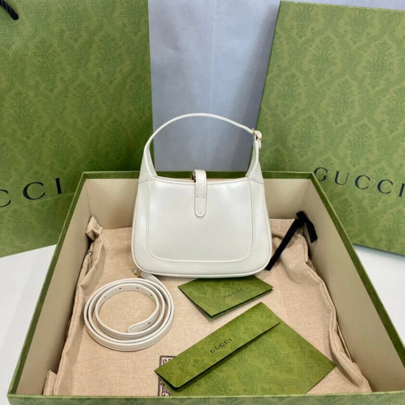 Lv belts replica Goldtoned Gucci Jackie 1961 Mini Hobo Bag In White Leather