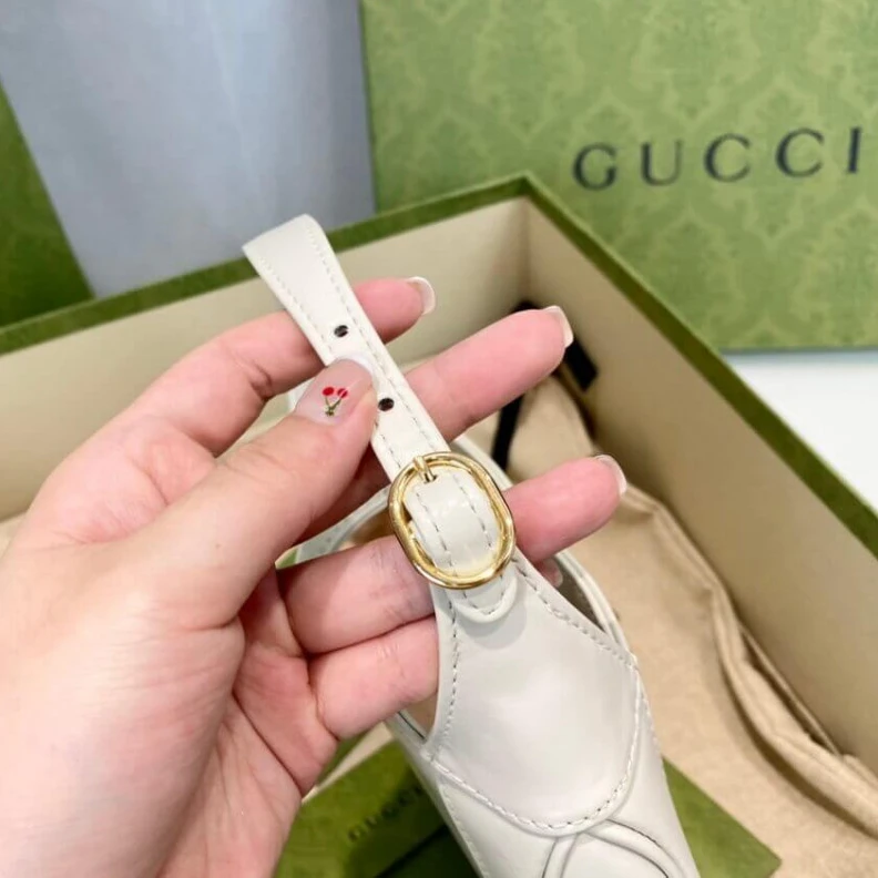 Lv belts replica Goldtoned Gucci Jackie 1961 Mini Hobo Bag In White Leather