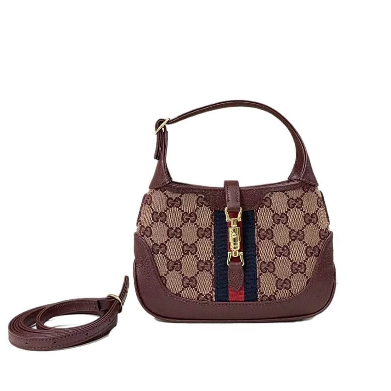 Piston cl Gucci Jackie 1961 Mini Shoulder Bag in Burgundy GG Canvas