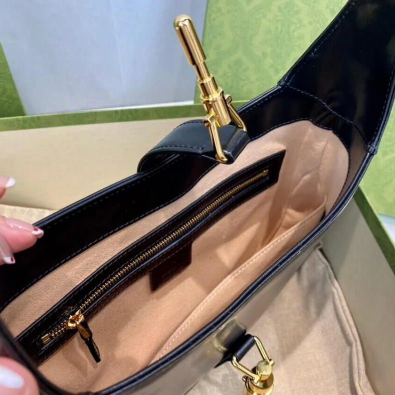 Lv belts replica Interior: Gucci Jackie 1961 Small Hobo Bag In Black Leather