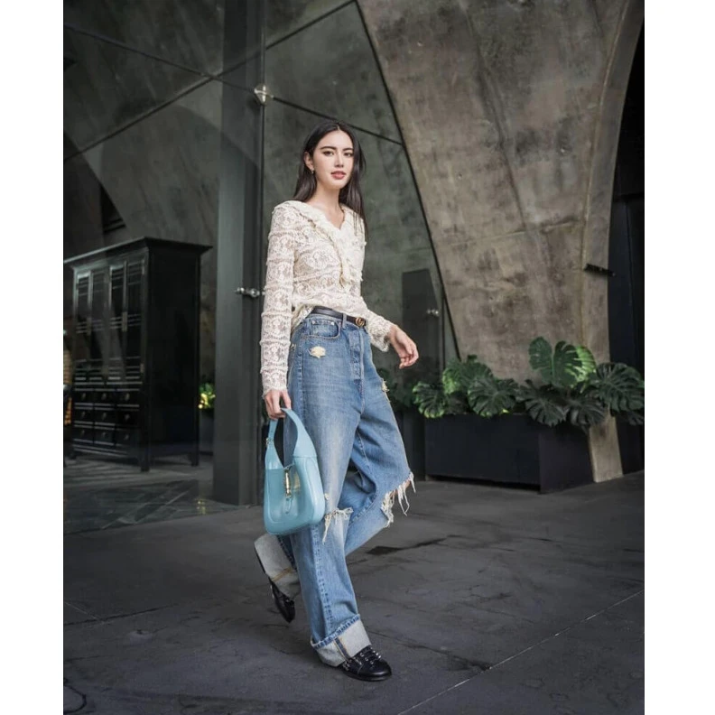 Kitlife 27.5 x 19 Gucci Jackie 1961 Small Hobo Bag In Blue Leather