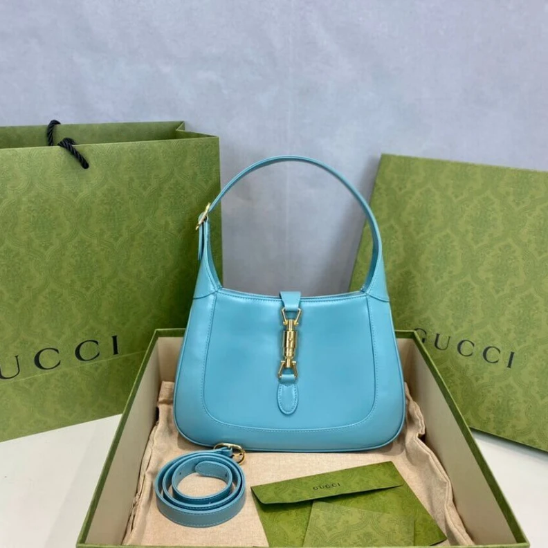 Kitlife 27.5 x 19 Gucci Jackie 1961 Small Hobo Bag In Blue Leather