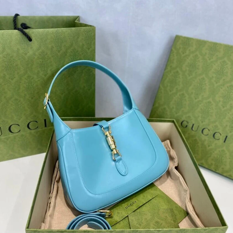 Kitlife 27.5 x 19 Gucci Jackie 1961 Small Hobo Bag In Blue Leather