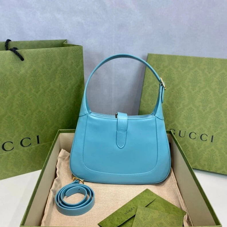 Kitlife 27.5 x 19 Gucci Jackie 1961 Small Hobo Bag In Blue Leather