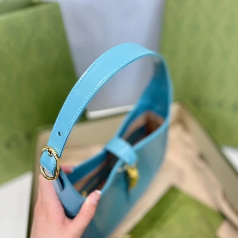 Kitlife 27.5 x 19 Gucci Jackie 1961 Small Hobo Bag In Blue Leather