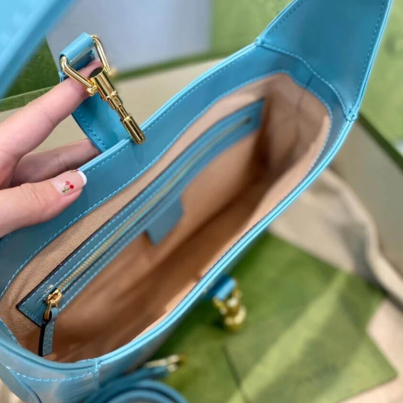 Kitlife 27.5 x 19 Gucci Jackie 1961 Small Hobo Bag In Blue Leather