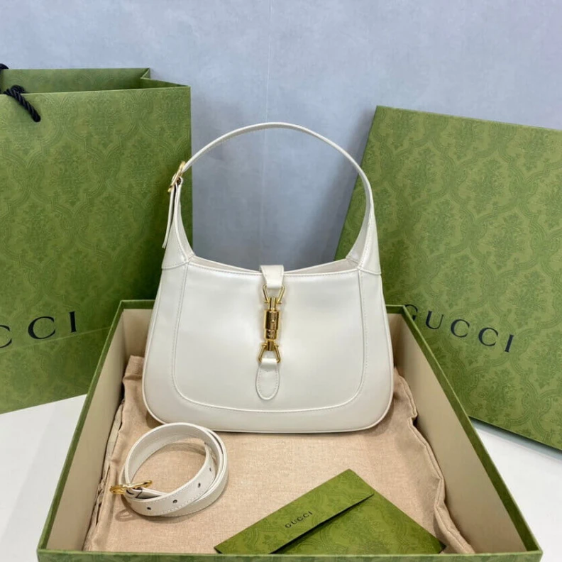 Louis vuitton locations White lea Gucci Jackie 1961 Small Hobo Bag In White Leather