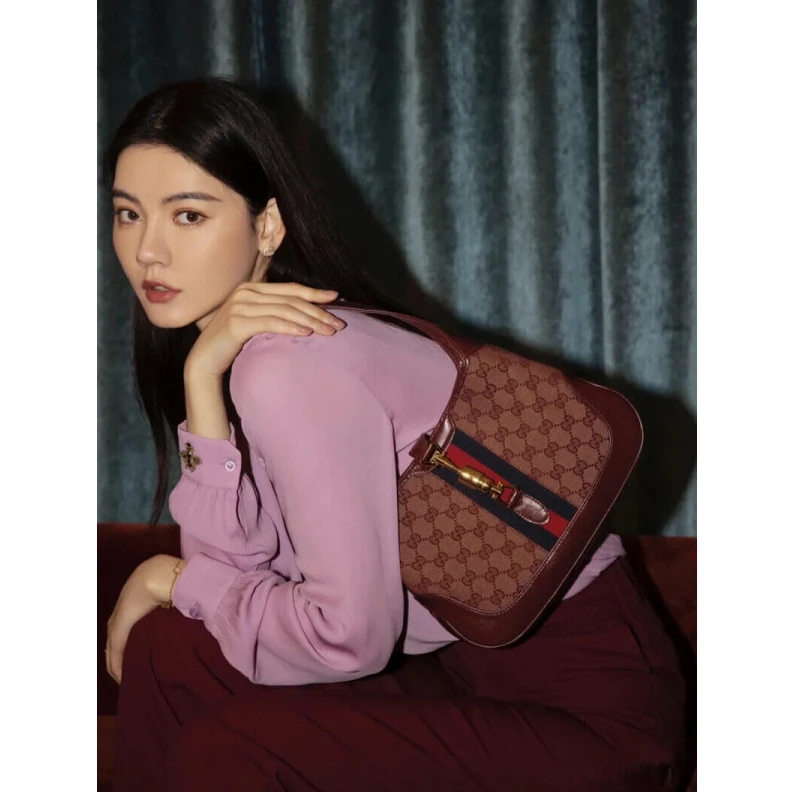 Kitlife W28cm x H Gucci Jackie 1961 Small Shoulder Bag in Burgundy GG Canvas
