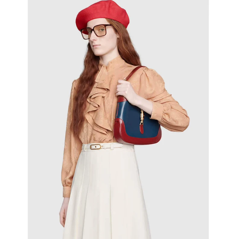 Replica bag Navy leat Gucci Jackie 1961 Small Shoulder Bag in Navy Leather