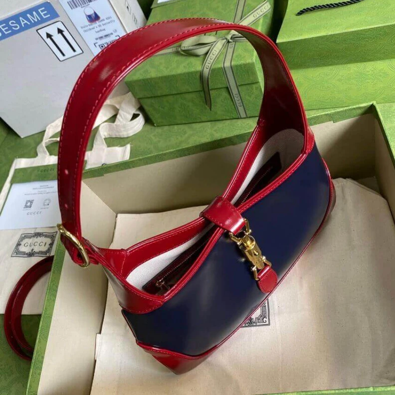 Replica bag Navy leat Gucci Jackie 1961 Small Shoulder Bag in Navy Leather