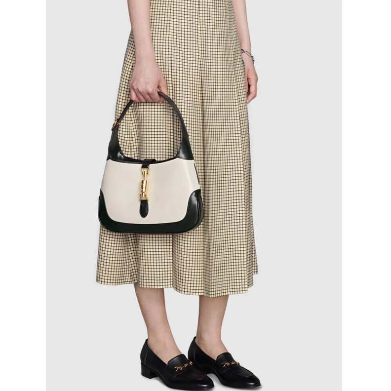 Kitlife Cotton li Gucci Jackie 1961 Small Shoulder Bag in White Leather