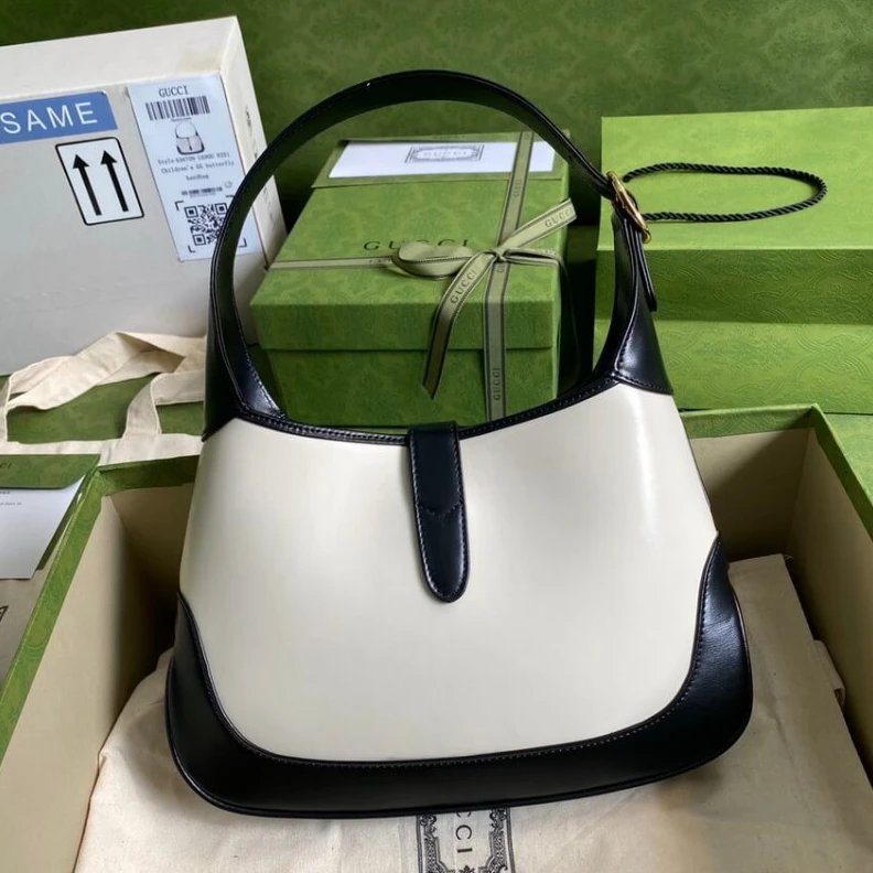 Kitlife Cotton li Gucci Jackie 1961 Small Shoulder Bag in White Leather