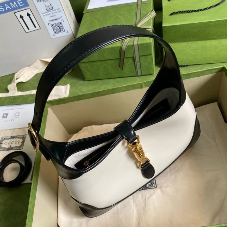 Kitlife Cotton li Gucci Jackie 1961 Small Shoulder Bag in White Leather