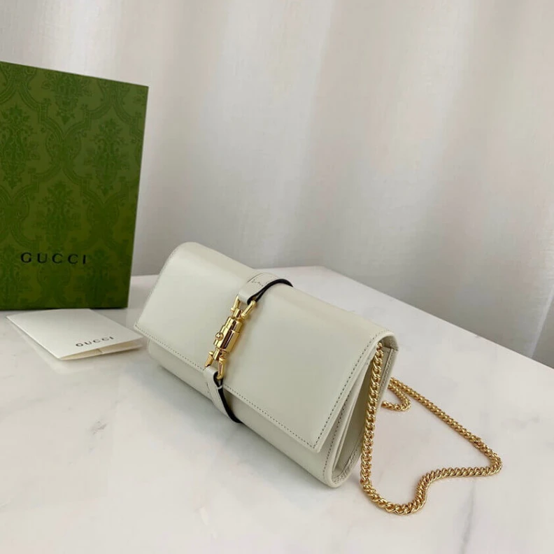 Kitlife ru The world Gucci Jackie 1961 White Calfskin Chain Wallet