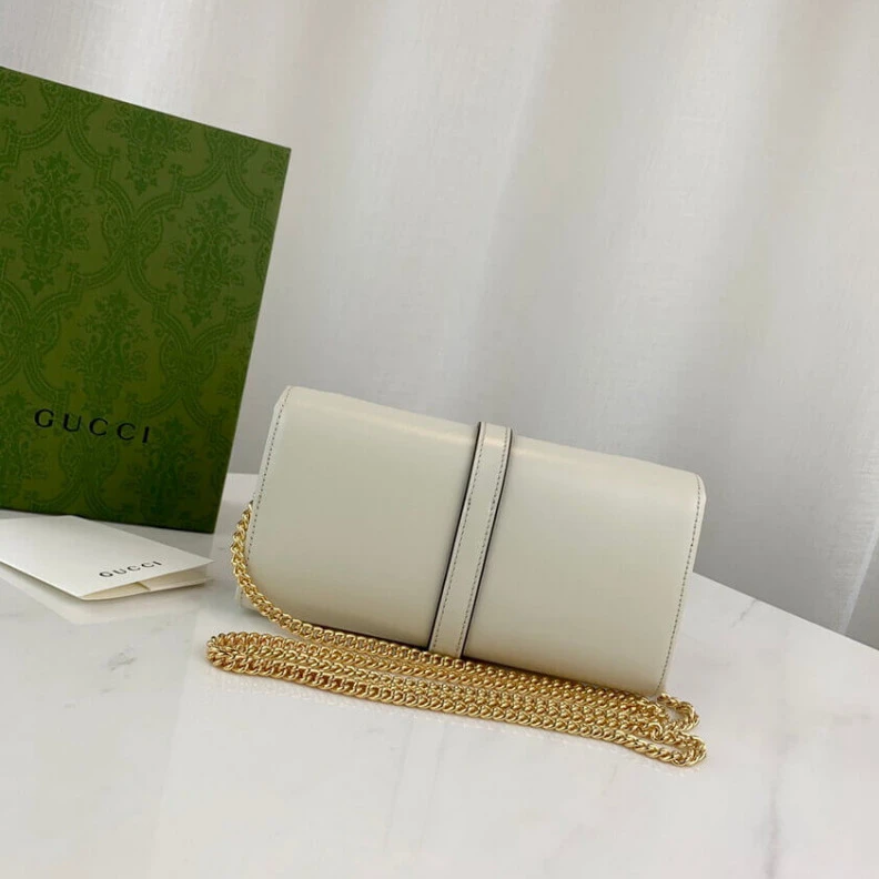Kitlife ru The world Gucci Jackie 1961 White Calfskin Chain Wallet