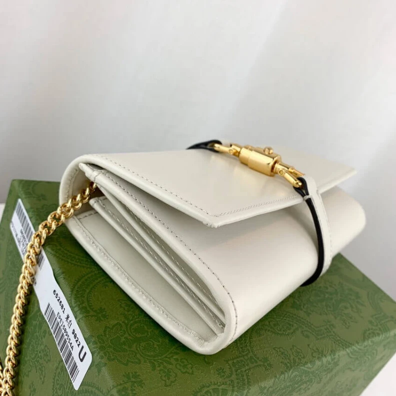 Kitlife ru The world Gucci Jackie 1961 White Calfskin Chain Wallet