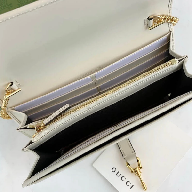 Kitlife ru The world Gucci Jackie 1961 White Calfskin Chain Wallet