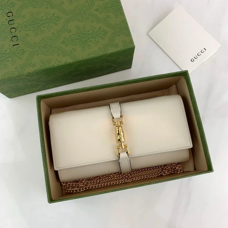Kitlife ru The world Gucci Jackie 1961 White Calfskin Chain Wallet