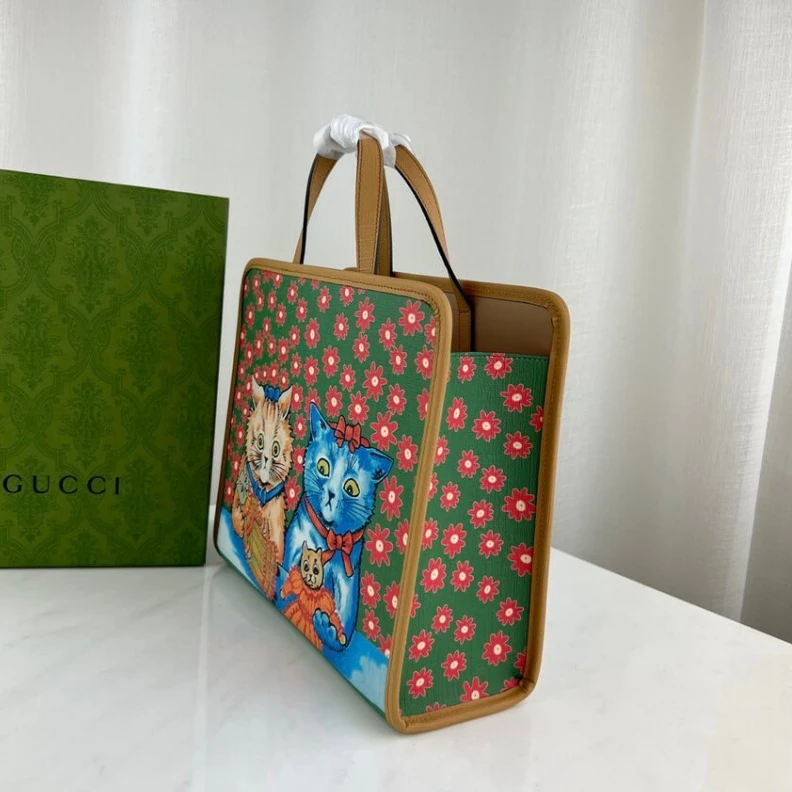 Replica bags lv Gucci Kitten Print Tote Bag