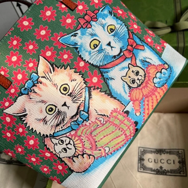 Lv belts replica Hypoaller Gucci Kitten Print Tote Bag