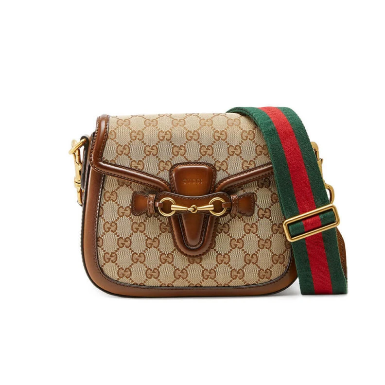 Flap clos Gucci Lady Web Original GG Medium Shoulder Bag Brown