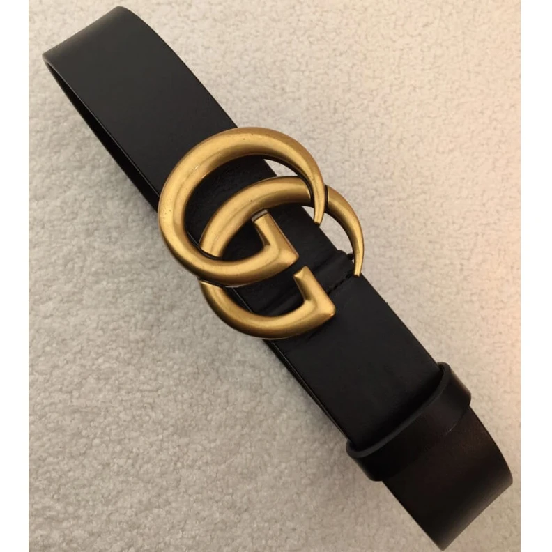Top lv Cuir colo Gucci Leather Belt With Double G Brass Buckle