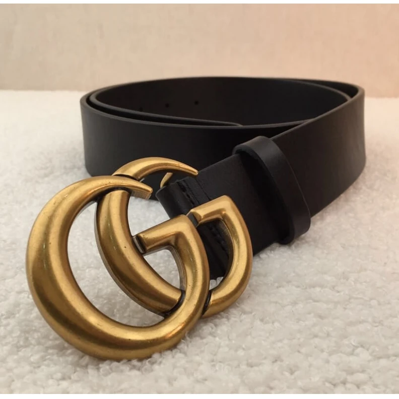 Top lv Cuir colo Gucci Leather Belt With Double G Brass Buckle