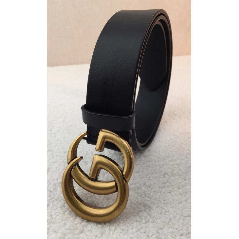 Top lv Cuir colo Gucci Leather Belt With Double G Brass Buckle