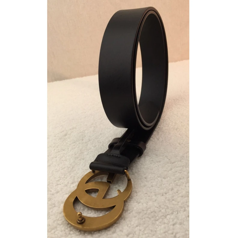 Top lv Cuir colo Gucci Leather Belt With Double G Brass Buckle