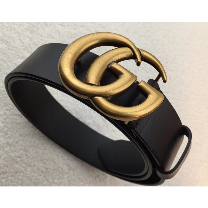 Top lv Cuir colo Gucci Leather Belt With Double G Brass Buckle