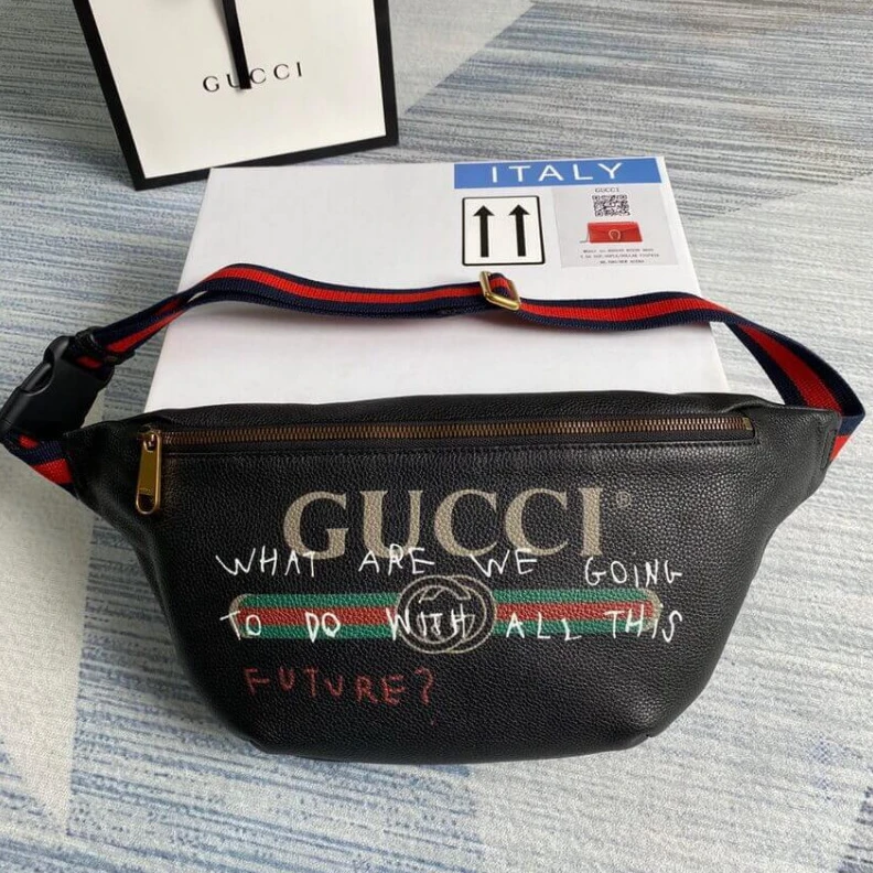 Replica bag For Fall W Gucci Leather Coco Capitan Vintage Logo Belt Bag Black