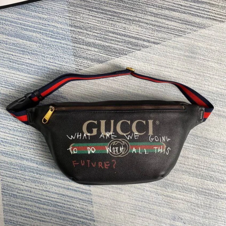 Replica bag For Fall W Gucci Leather Coco Capitan Vintage Logo Belt Bag Black